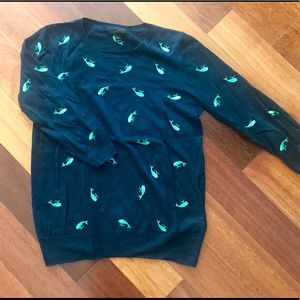 Navy Sweater with whale print embroidery